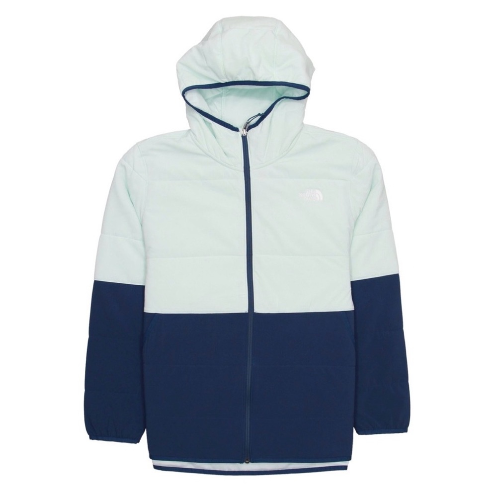 NEW The North Face Blue Colorblock Mountain Insulated Full Zip Hoodie Jacket | L